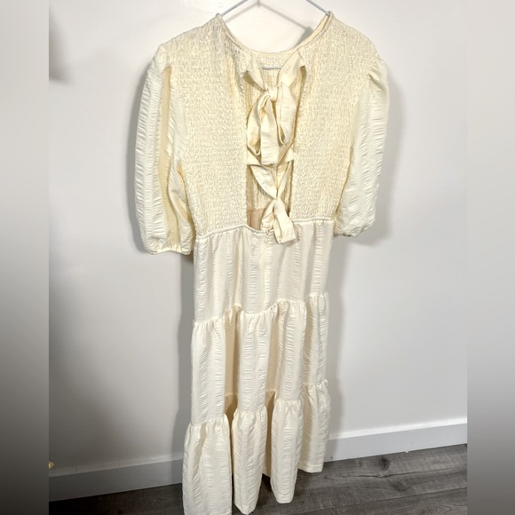 NWT En Saison smocked, tie back tiered tea length dress - tag price $111 SZ XS - Picture 7 of 10